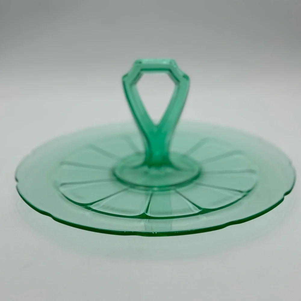 Vintage Uranium Glass Tidbit Tray - Picture 3 of 5